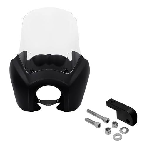 TCMT Motorcycle Front Fairing with 15" Windshield W/Extension Block Fits for 2006-2017 Harley Dyna Matte Black with Clear Shield - color: Matte Black(Clear Shield), size: Fairing Set