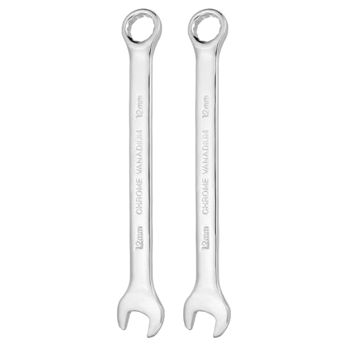 HARFINGTON 2pcs Combination Wrench 12mm Metric 12-Point Box and Open End - size: 12mm