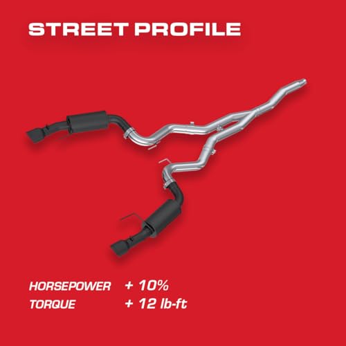 MBRP S7274BLK 3" Cat Back, Dual Split Rear, Streeet Version Exhaust System with 4.5" Tips (Black Coated) - color: Black Coated