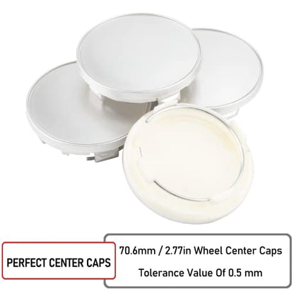 Rhinotuning 71mm(2.78in)/61mm(2.39in) Silver Car Wheel Center Hub Caps Set of 4 for Germany CF CH CH-R CK VZ #09.24.467#09.24.486#09.24.494#56.24.120 - color: Silver