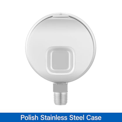 MEASUREMAN Fully Stainless Steel Hydraulic Glycerin Filled Pressure Gauge, 2-1/2" Dial Size, 1/4" NPT Lower Mount, 0-60psi/kpa - size: 0-60 psi, style: Lower Mount(100% Stainless Steel)