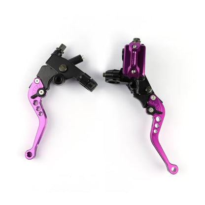 Universal Motorcycle 7/8" 22mm Brake Master Cylinder Reservoir Handlebar Clutch Lever CNC Left & Right Set Compatible with Honda Kawasaki Suzuki Yamaha Purple