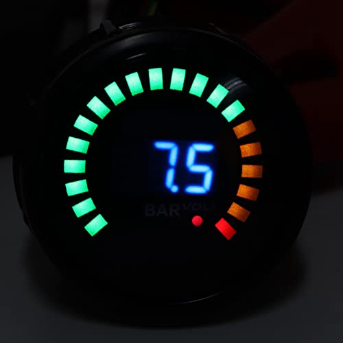 52mm Digital Vacuum Gauge Kit, 2in LED Scale Display Marine & Car Vacuum Meter, 0-30 in.Hg 12V Universal Automotive Gauge for Engine Diagnostics