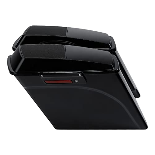 TCMT 5" Stretched Extended Saddlebags 6X9" Speaker Lids lED Rear Fender Fit For Harley Touring Road King Electra Street Road Glide 2009-2013 - color: Rear Fender Smoke Lens, size: 5" Stretched Saddlebags 6x9" Lids(Black Latches)