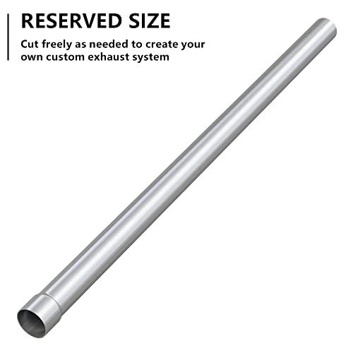 A-KARCK Straight Exhaust Pipe 2.5" OD, 304 Stainless Steel 48" Long Mandrel Exhaust Tube, Custom Your Own Exhaust System - size: 2.5", style: 48 INCH