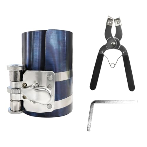 povtii 4" Car Engine Piston Ring Compressor Tool, Vehicle Piston Ring Ratcheting Lock Installer Removal Kit, Compress Pistons with Adjustable Piston Ring Plier, Car Accessories - color: 4 Inch