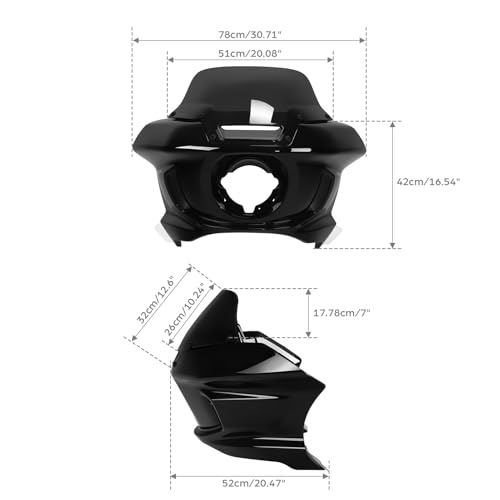 TCMT Motorcycle Fairing with Black 7" Windshield Fit For Harley Low Rider ST FXLRST 2022-2025 Low Rider El Diablo FXRST 2022 - color: Black Windshield