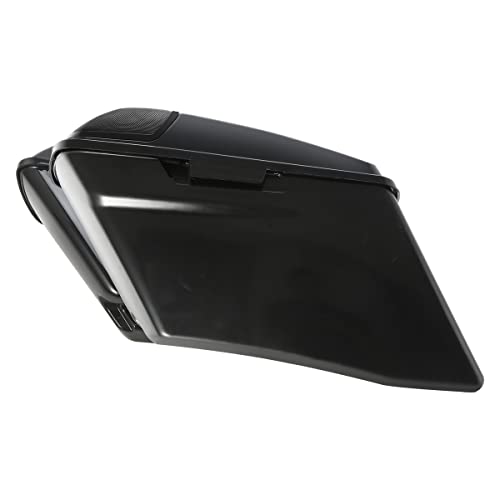 TCT-MOTORPARTS 4" Stretched Extended Hard Saddlebags Fit For Harley CVO Touring Road King Electra Glide Road Glide FLHX FLHR 2014-2024 - color: Unpainted Black w/ Latch Keys