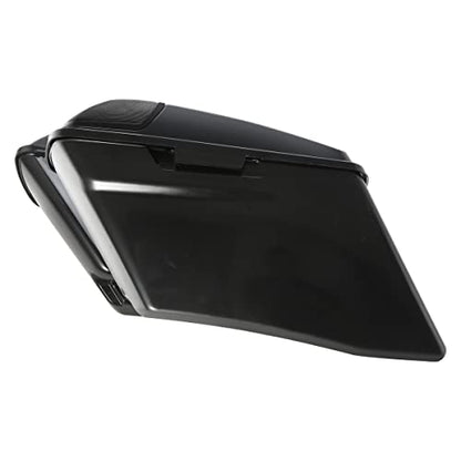 TCT-MOTORPARTS 4" Stretched Extended Hard Saddlebags Fit For Harley CVO Touring Road King Electra Glide Road Glide FLHX FLHR 2014-2024 - color: Unpainted Black w/ Latch Keys
