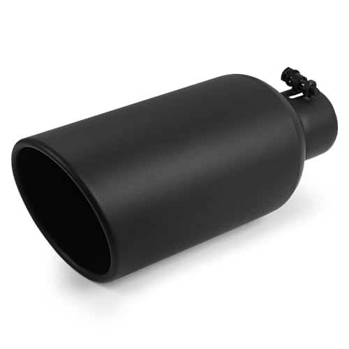 A-KARCK Exhaust Tip 3" Inlet to 6" Outlet, 15" Overall Length Black Coating Bolt On Exhaust Tailpipe Tip Protect Tailpipe - size: 3" Inlet 6" Outlet 15" Long, style: BLACK