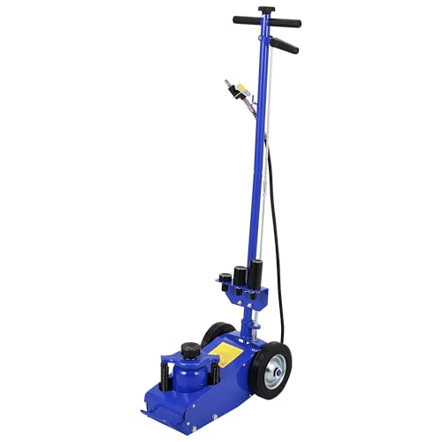 GarveeTech 22 Ton Air Hydraulic Floor Jack for Heavy Duty Trucks & Tractors – Low Profile (9"-17.7"), 4 Adapters, 46" Adjustable Handle – 44,000 Lbs Capacity - color: 22 Ton Blue