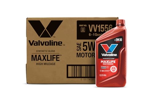 Valvoline MaxLife High Mileage 5W-30 Synthetic Blend Motor Oil 1 Quart, Pack of 6 - size: 1 qt (Pack of 6), style: High Mileage