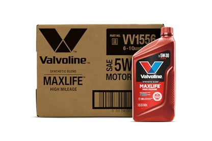Valvoline MaxLife High Mileage 5W-30 Synthetic Blend Motor Oil 1 QT, 6 Pack - size: 1 qt (Pack of 6), style: High Mileage