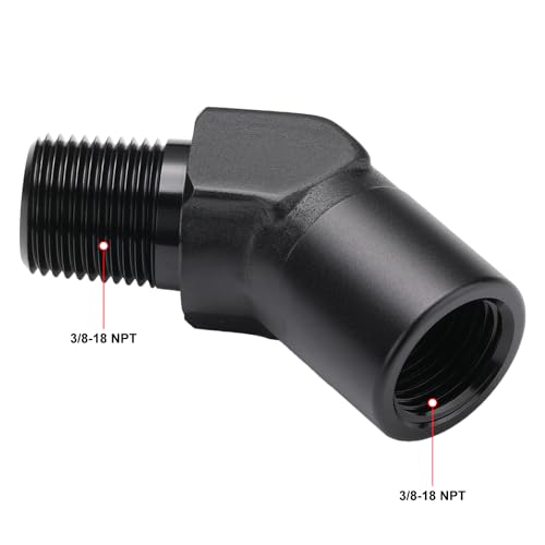 3/8 NPT Female to 3/8 NPT Male 45 Degree Fitting Adapter Coupler Union Aluminum Black - color: Black - 45 Degree, size: 3/8 NPT