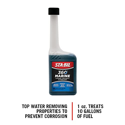 STA-BIL 360 Marine Ethanol Treatment & Fuel Stabilizer - Full Fuel System Cleaner - Fuel Injector Cleaner - Removes Water- Protects Fuel System - Treats 100 Gallons - 10 Fl. Oz. (22241) (Pack of 2) - size: 10 oz. (Pack of 2)