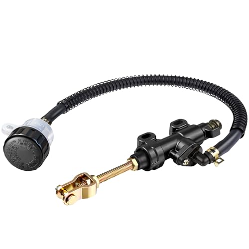 Rear Brake Master Cylinder Replacement with Brake Fluid Reservoir for Most Motorcycles, Dirt Bikes, Pit Bikes and ATV - Black - color: black