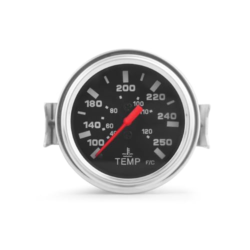 Dyno Racing 2" 52mm 12V Pointer Mechanical Water Temperature Temp Gauge (40-120℃,100-250℉),Yellow Light Car Meter with Sensor NPT 1/2,1.8m Wire Length - style: 40-120℃ & 100-250℉