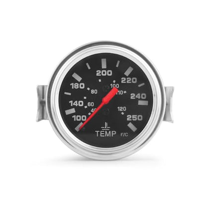 Dyno Racing 2" 52mm 12V Pointer Mechanical Water Temperature Temp Gauge (40-120℃,100-250℉),Yellow Light Car Meter with Sensor NPT 1/2,1.8m Wire Length - style: 40-120℃ & 100-250℉