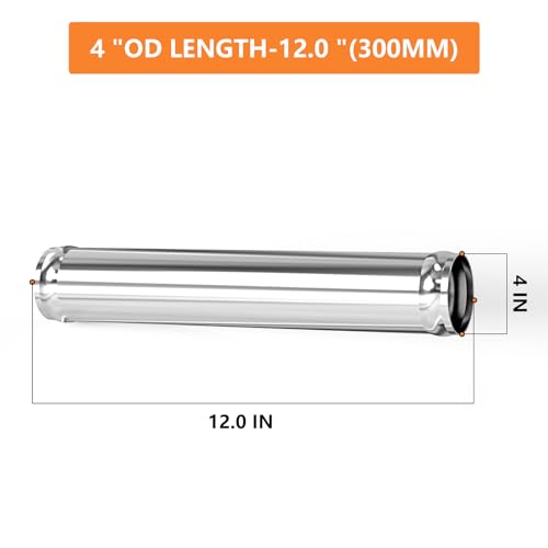 GASHER 1Pc 12"(300MM) Straight Aluminum Alloy Tube Intercooler Pipe Air Intake Tube 4"OD with Bead Roll - color: straight（bead roll）, size: 4"OD (1 PC) 12"