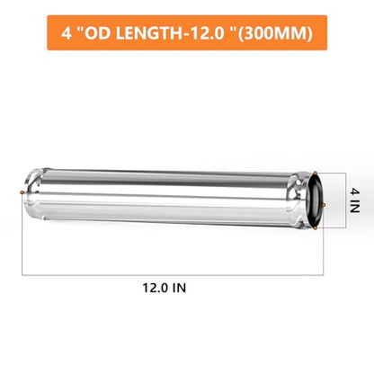 GASHER 1Pc 12"(300MM) Straight Aluminum Alloy Tube Intercooler Pipe Air Intake Tube 4"OD with Bead Roll - color: straight（bead roll）, size: 4"OD (1 PC) 12"