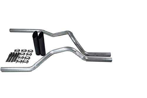 Truck Exhaust Kits - ShopLine Dual Exhaust System 2.5" Aluminized Pipe - color: Slash Cut Black