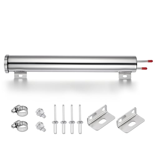 EVIL ENERGY Radiator Overflow Tank, Stainless Steel Coolant Reservoir Tank 2" x 15", Universal Coolant Expansion Tank with Cap, Polished Coolant Recovery Reservoir - size: 2"x15"