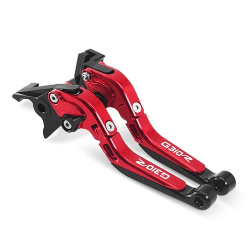 MFGZD Motorcycle Brake Clutch Levers Extendable Long CNC Compatible with BMW G310R G310GS 2017-2024 Folding Handlebars Brake Lever and Clutch Lever Modified Parts (Red, G310R) - style: G310R Red