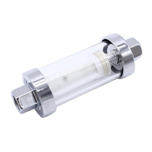 2 Set Universal 3/8" 1/4" 5/16" Fittings Inline Fuel Filters Chrome Glass Reusable Washable Inline Fuel Filter Fits for Motorcycle Car Caravan Boat Lawn Mower