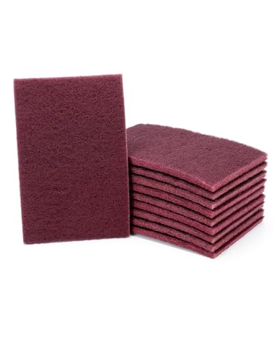 QWORK Scuff Pad Cleaning Pads - 20 Pack, 6" x 9", 7447 Polishing Pads, Aluminum Oxide Hand Pads, Fine Grade, for Automotive Surface Cleaning, Paint Primer, Maroon