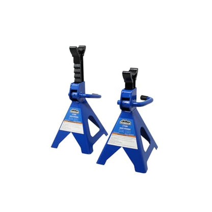 Mountain 52009 2 Ton Automotive Jack Stands for Garages, Repair Shops, and DIY, 4,000 lbs. Capacity, Lightweight, Heavy Duty Steel Frame, Adjustable Height 10.3"- 16.2", Wide Base, Black/Blue, Pair