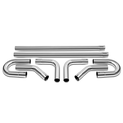 DNA MOTORING 8Pcs 3 Inches Stainless Steel DIY Custom Exhaust Tubing Mandrel Bend Pipes Straight & U-Bend Kit, Universal Fit, ZTL-30SS-8P - size: 3Inch, style: Stainless Steel