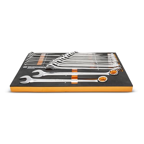 GEARWRENCH 24 Piece 12 Point Long Pattern Combination Metric Wrench Set in Foam Storage Tray - GWMSCWL12MM - style: Combination Wrenches