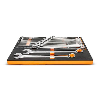 GEARWRENCH 24 Piece 12 Point Long Pattern Combination Metric Wrench Set in Foam Storage Tray - GWMSCWL12MM - style: Combination Wrenches