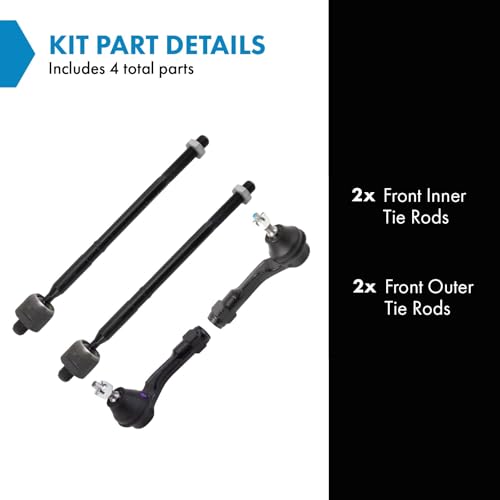 TRQ Front Inner and Outer Tie Rod Set 4 Piece - style: PSA74603