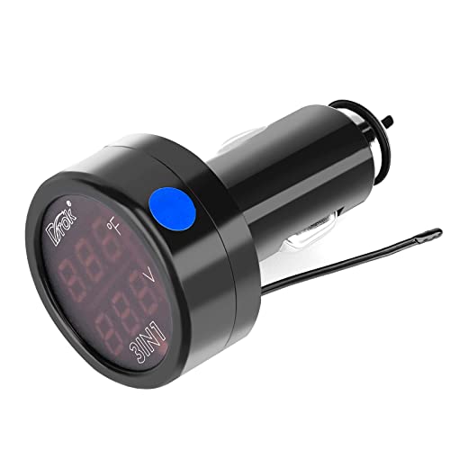 DROK Digital Voltage Temperature Monitor, Car Charger USB Charge for Car Battery Voltmeter Thermometer 12V 24V Temp Volt Tester Multimeter - style: Pro (USB Charge)