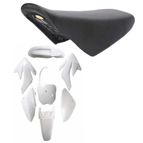 CRF70 XR70 Plastic Fairing Fender Kit with Tall Gripper Seat, 7PCS Body Plastics Set for CRF70F 110cc–250cc Dirt Pit Bike (White) - color: White Fender Fairing