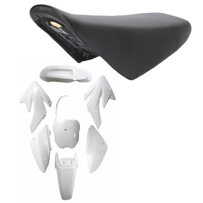 CRF70 XR70 Plastic Fairing Fender Kit with Tall Gripper Seat, 7PCS Body Plastics Set for CRF70F 110cc–250cc Dirt Pit Bike (White) - color: White Fender Fairing