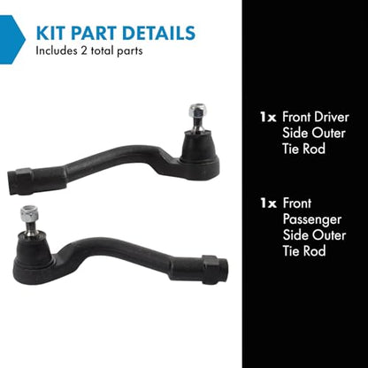 TRQ Outer Driver and Passenger Side Tie Rod Set 2 Piece - style: PSA29441