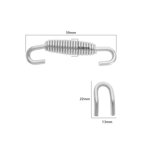 OTOTEC 4 Sets Muffler Springs Kits 59mm Stainless Exhaust Springs with 22x13mm Welding Fasteners for Universal Motor Exhaust Pipe Hooks Stainless Steel