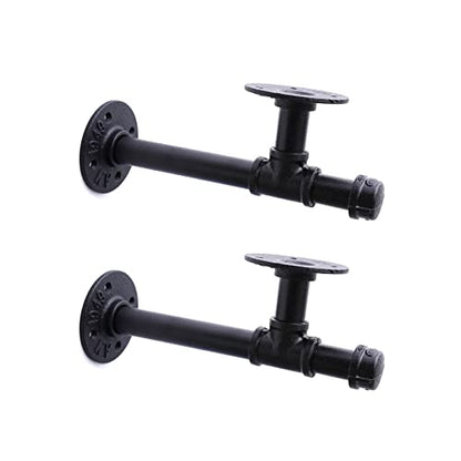 3/4" Industrial Pipe Shelf Brackets, Black Iron Wall Mounted DIY Shelving Brackets Hanging Custom Pipe Brackets for Floating Shelves (2, 10 Inch) - size: 10 Inch