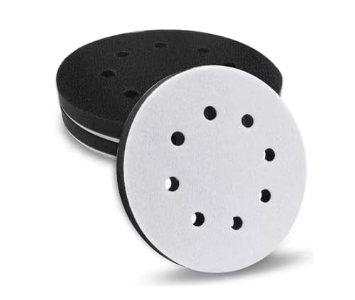 3PCS 5 Inch 8 Holes Sanding Disc Backing Pad, Self Adhesive Sponge Cushion, Sandpaper Tray Protection Pad, Hook and Loop Soft Sponge Cushion Buffing Pads Sanding Pads Backing Pads