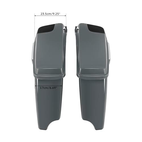 TCT-MOTORPARTS 4" Extended Hard Saddlebags Gunship Gray Saddle bags Fit for Harley CVO Touring Models FLT, FLHT, FLHTCU, FLHRC, Road King, Road Glide, Street Glide, Electra Glide 2014-2024 - color: Gunship Grey w/ Chrome Latches