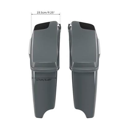 TCT-MOTORPARTS 4" Extended Hard Saddlebags Gunship Gray Saddle bags Fit for Harley CVO Touring Models FLT, FLHT, FLHTCU, FLHRC, Road King, Road Glide, Street Glide, Electra Glide 2014-2024 - color: Gunship Grey w/ Chrome Latches