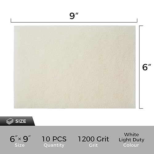 S SATC 6" x 9" White Light Duty General Purpose Scuff Pads,10 Pack Automotive Pads for Scuffing,Scouring,Sanding,Paint Primer Prep Adhesion Scratch for Woodworking,Automotive Restoration - color: White