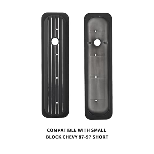 Black Valve Covers Short Style Finned - color: Black, size: SBC 87-97