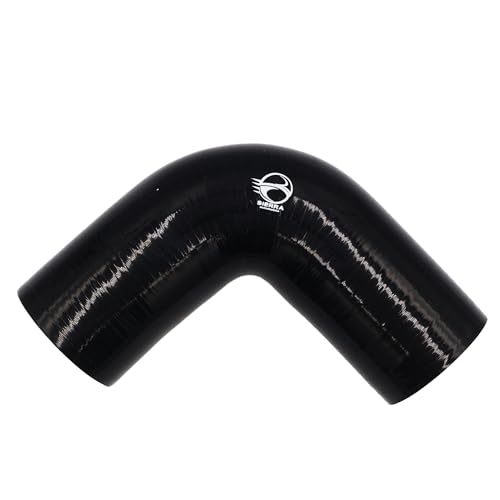 2.5 Inch / 63mm 90 Degree Silicone Elbow Hose – Extended Leg Design, True 102mm Length, 5.5mm Thickness – High Temp 4-Ply Black Coupler for Turbo, Intake, Radiator Pipe - size: 2.5 Inch / 63mm