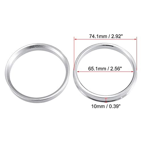 X AUTOHAUX 4pcs OD 74.1mm to ID 65.1mm Aluminum Alloy Hub Centric Rings - size: 74.1-65.1mm