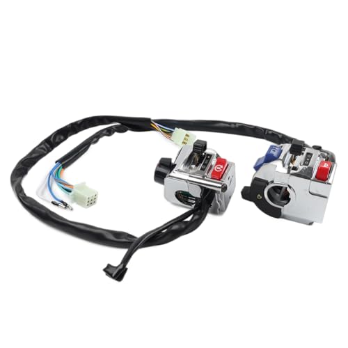 FSFY 7/8" Motorcycle Handlebar Switch Left & Right Headlight Horn Turn Signal Switch Control Low/High Beam Indicator Start On/Off Switch Button Waterproof Chrome