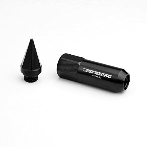 Auto Dynasty M12 x 1.5 Open/Closed End Design 20-Piece Aluminum Alloy Wheel Lug Nuts +1 X Deep Drive Extension (Black) - color: Black