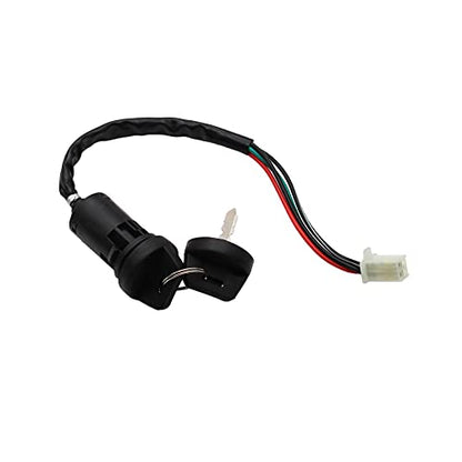 4 Wire Ignition Key Switch for 50cc-125cc ATV, Go Kart, Scooter (Female Plug, Black, 2 Position, ON-OFF) - style: Female Plug